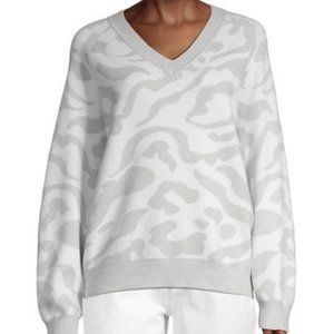 For The Republic Animal Print V Neck Pullover NWT